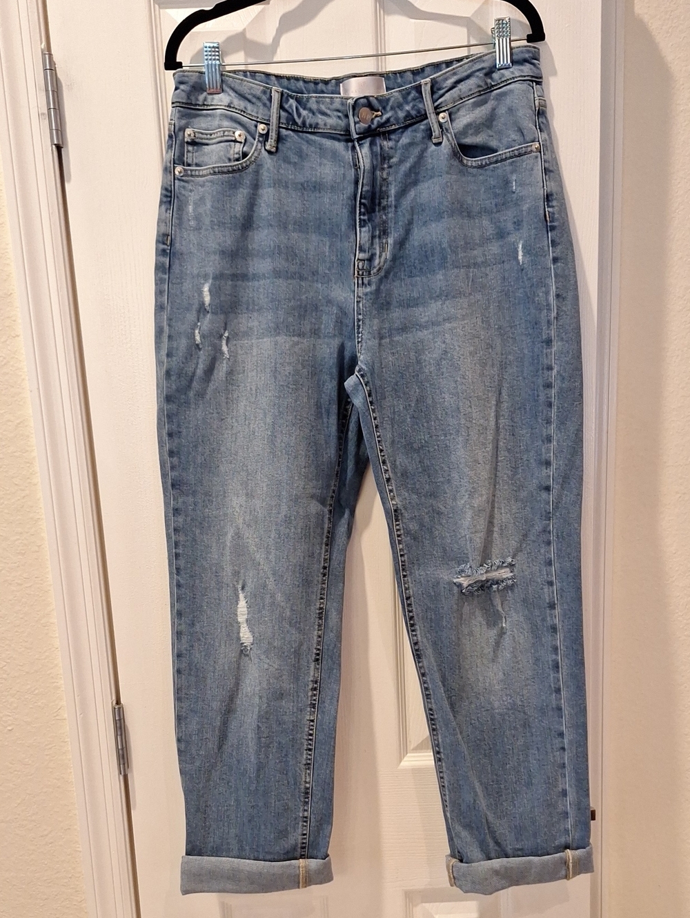 Rachel Parcell - Light Blue Distressed High Rise Girlfriend Jeans - 31 or 12